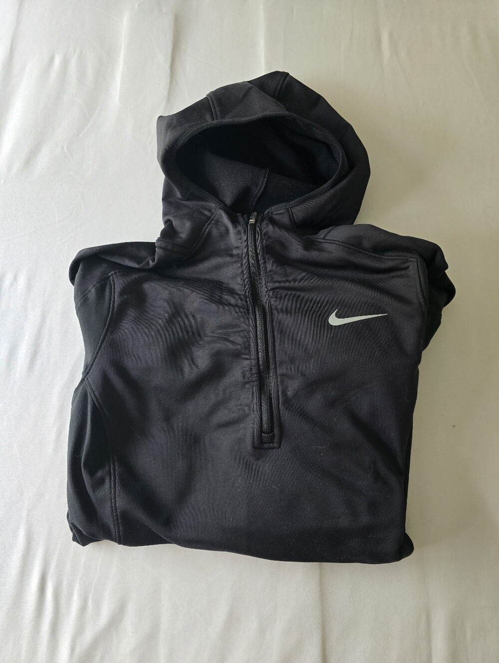 Nike Running Quarter Zip Hooded Pull Over With Thumb Holes Size Medium